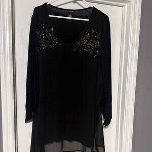 Catherines Black Embellished Blouse